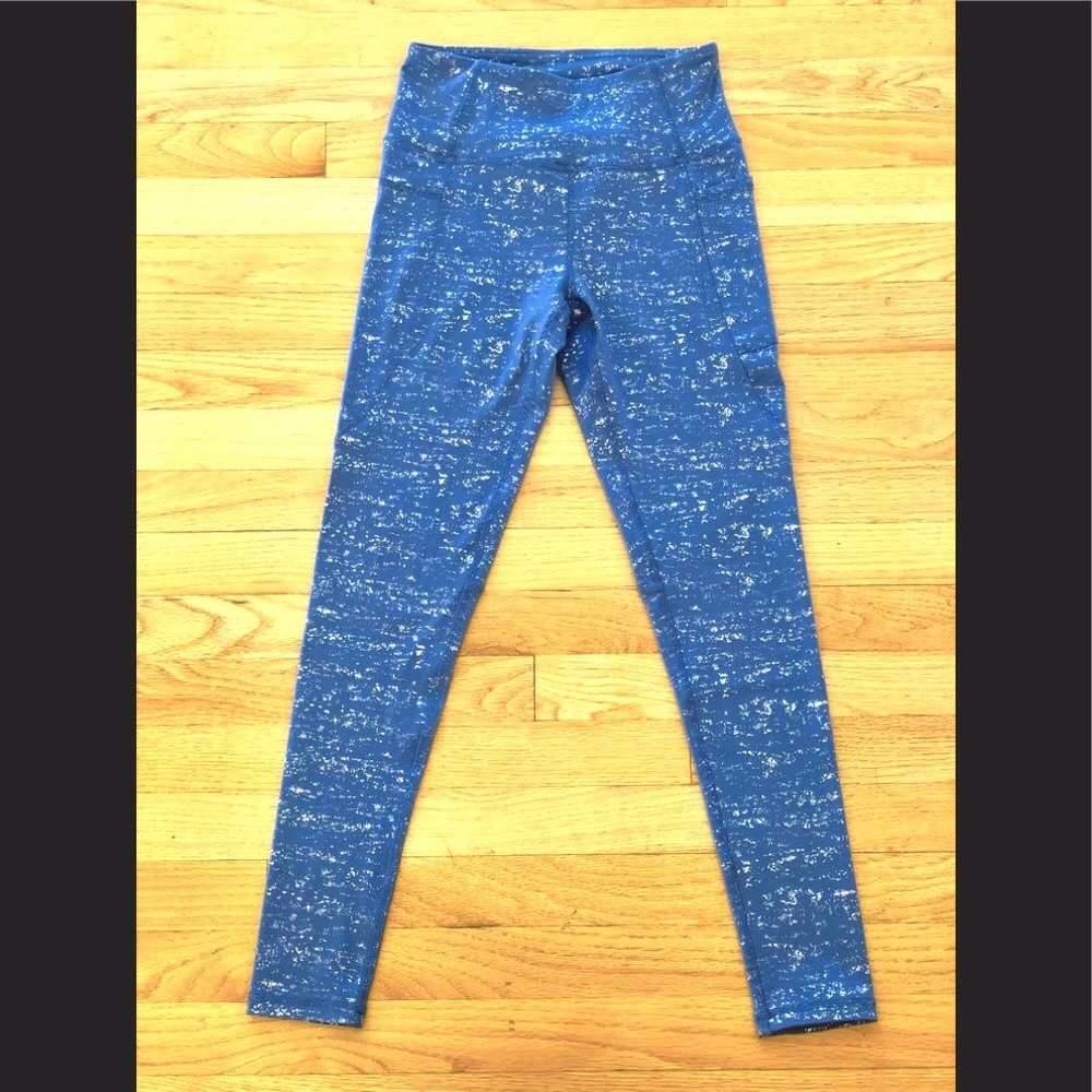 Forever 21 workout leggings with purple and silver, has side pockets XS